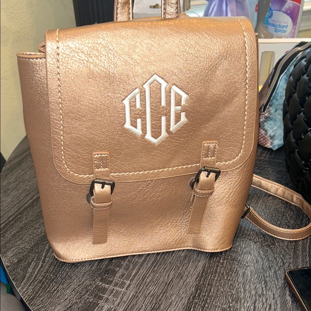 Monogram Rose Gold Mini Backpack - Women's Fashion Backpack